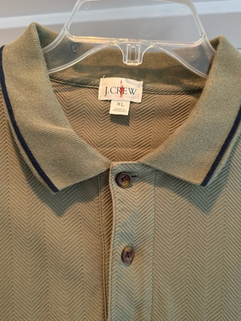J crew olive green herringbone polo